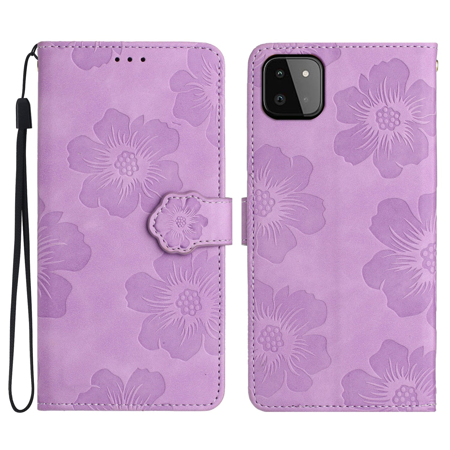 For Samsung Galaxy A22 5G (EU Version) PU Leather Full Protection Shell Flowers Imprint Stand Wallet Phone Case For Samsung Galaxy A22 5G (EU Version) PU Leather Full Protection Shell Flowers Imprint Stand Wallet Phone Case